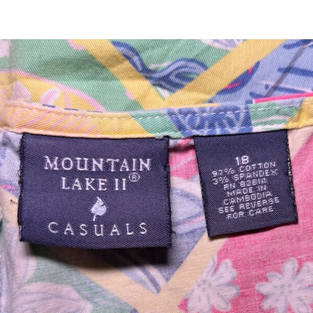 Y2K VTG Tropical Patchwork Skort Multi Color Cotton Tropical Vacation Resort